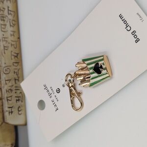 Kate Spade Green and Gold Fries Keychain Bag Charm